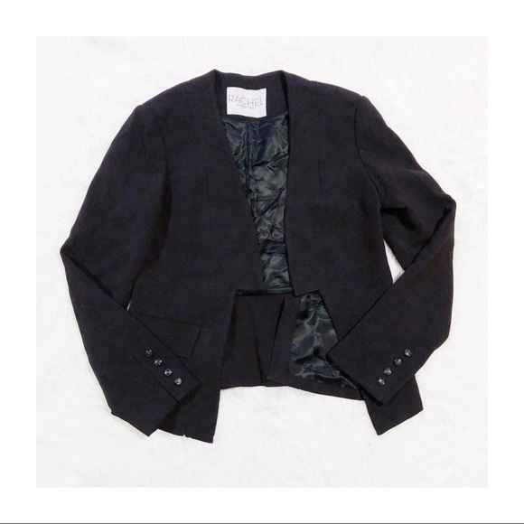 Rachel Roy Black Open Front Blazer Lined S/M - Picture 1 of 4